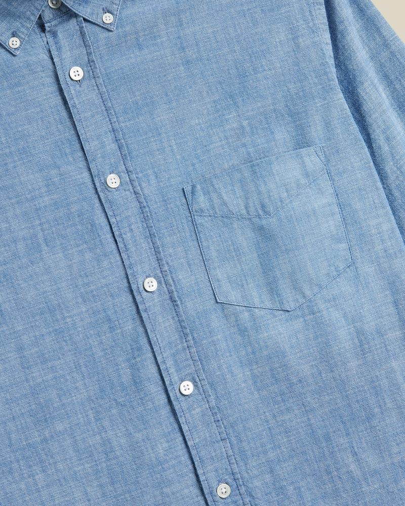 Portuguese Flannel Chambray Shirt Hemd Herren hellblau